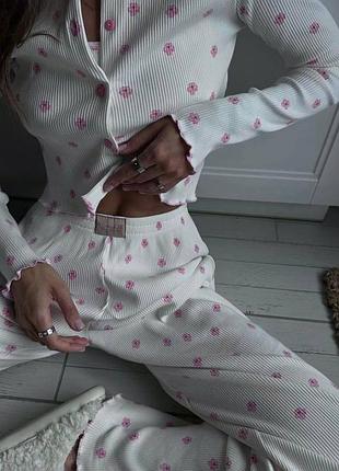 Ніжна піжама рубчик принт