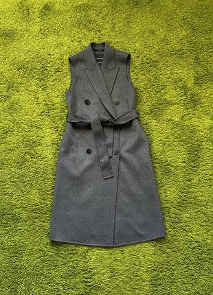 Massimo dutti стильний подовжений шерстяний жилет під пояс зі свіжих колекцій