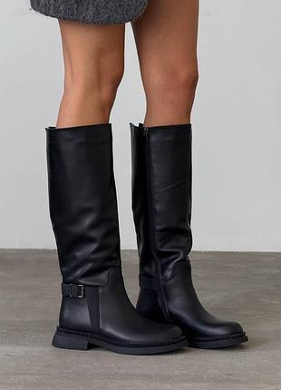Premium! женские кожаные черные сапоги зимние сапоги теплые на меху натуральная кожа зима