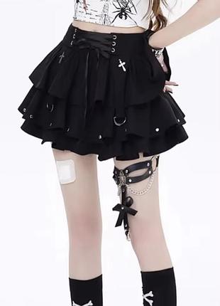 Міні спідниця з хрестиками стрічками goth e-girl лоліта