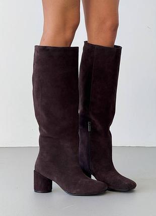 Premium! жіночі коричневі чоботи демісезонні чоботи на байку весна осінь