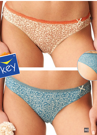 Трусики key lpr-522 женские типа мини бикини хлопок набор 2 штуки