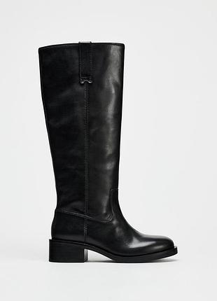 Кожаные сапоги на низком ходу р.39