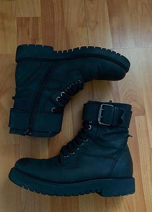 Чорні шкіряні чоботи на байці 38 розмір ❤️‍🔥