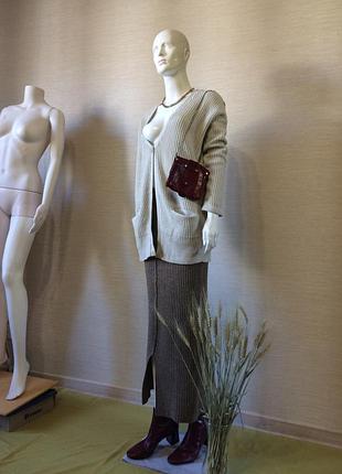 Женский бежевый удлиненный кардиган