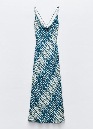 Легка довга сукня тай дай на бретельках zara