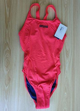Женский слитный купальник w arena women's team swimsuit swim tech solid fluo red