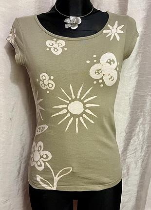 Винтажная необычная футболка yes or no с цветами vintage 2000s y2k