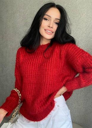 Светр жіночий однотонний червоний, синій