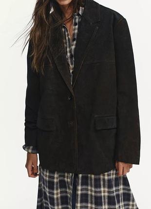 Блейзер из 100% замшевой кожи с карманами