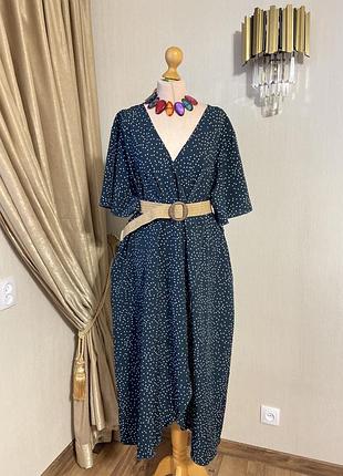 Батал, великан сукня плаття   із широкою спідницею, відрізне по талії. на запах с запахом