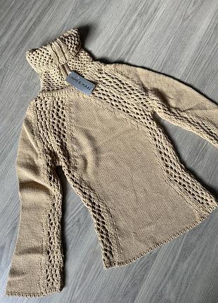 Новый вязаный свитер турция.бежевый ажурная вязка