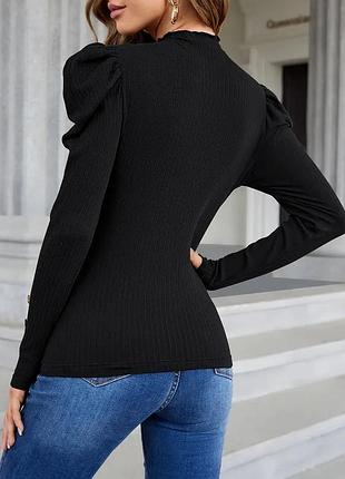 Гольф, водолазка чорна з обʼємними рукавами