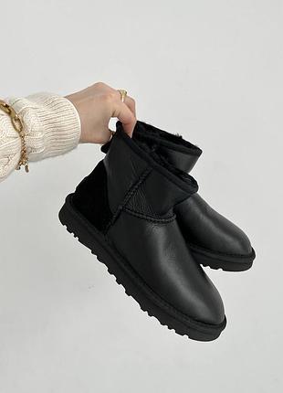 Уггі ugg classic mini black leather premium  розпродаж sale