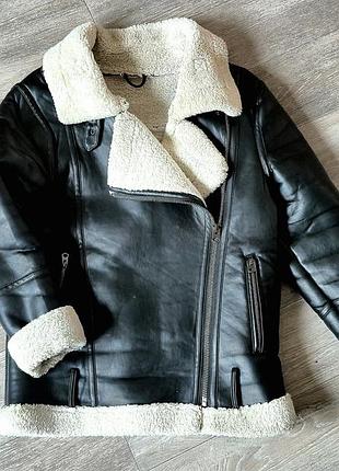 Дубленка косуха тяжелая кожаная женская