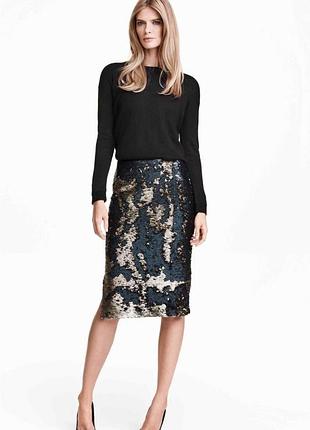 Спідниця міді з двосторонніми паєтками h&m р.s/m