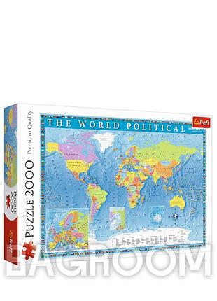 Пазлы - (2000 элм.) - "политическая клетка мира" / trefl