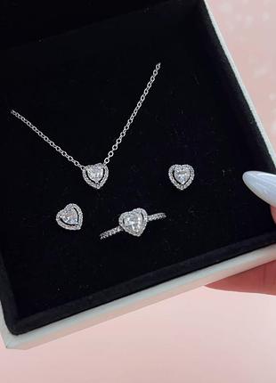 Срібний набір сережки + каблучка + підвіска s925 проба