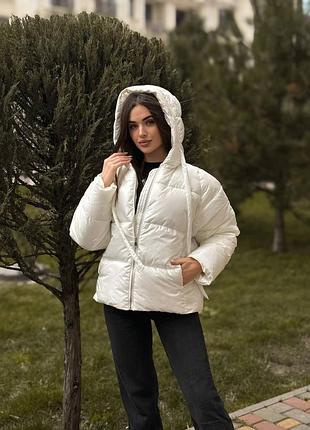 Тепла зимова куртка-жилетка на екопуху з капюшоном, жіноча куртка жилетка на осінь зиму, 288