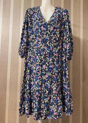 🥰 сукня в квітковий принт f&f 20 батал вискоза