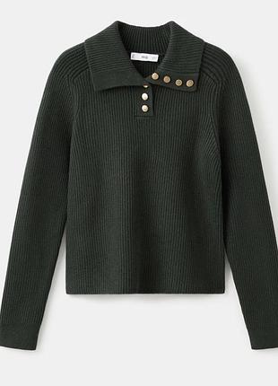 Джемпер з коміром поло в рубчик з ґудзиками