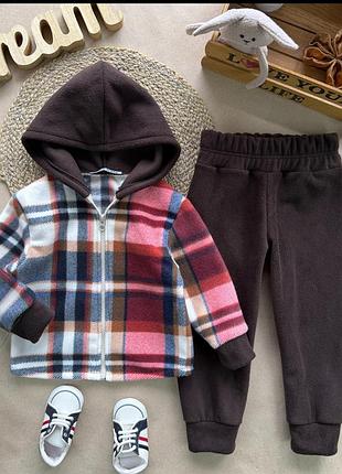 Костюм фліс клітинка червоний