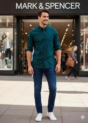 Мужская рубашка фирмы mark spencer, базовая мужская рубашка, рубашка мужская, рубашка под джинсы