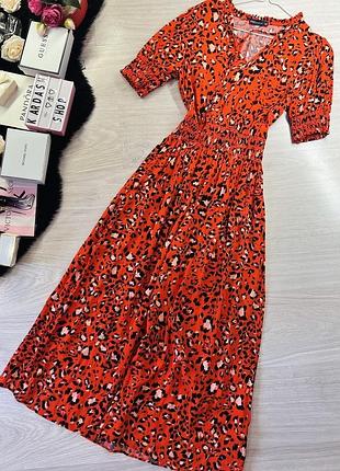 Длинное платье с принтом натуральное платье макси сукня з тваринним принтом