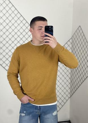 Гірчичний плотний базовий світшот m&s, кофта, толстовка, однотонна,