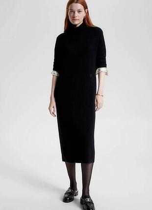 Tommy hilfiger женское черное шерстяное платье md wool cash
