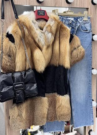 Натуральна жилетка з хутра лисиці, лисяча жилетка зимова 🥰
