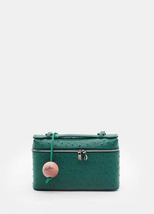 Loro piana extra pocket 20 in ostrich leather emerald green 20x11