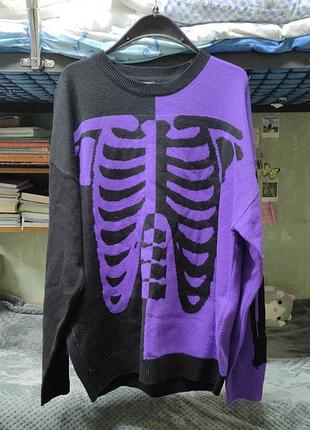 Свитер скелет гот панк эмо женский мужской