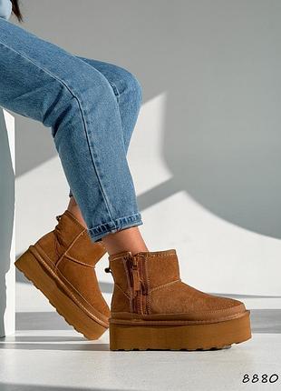 Уггі жіночі loli кемел, натуральна замша зима 8880