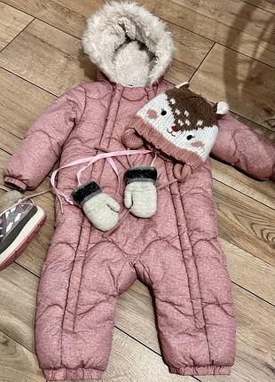 Зимовий комбінезон + шапочка з рукавичками