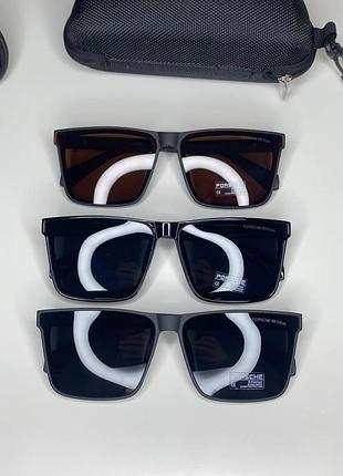Чоловічі сонцезахисні окуляри porsche чорні на середнє обличчя polarized поляризовані літні прямокутні