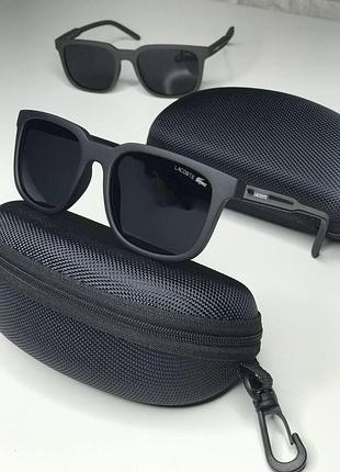Мужские солнцезащитные очки lacoste polarized черные с поляризацией на среднее/крупное лицо лакоста антибликов