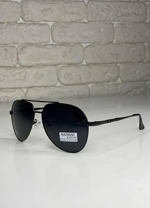 Чоловічі сонцезахисні окуляри matrix aviator рolarized авіатор крапельки з поляризацією чорні металева оправа