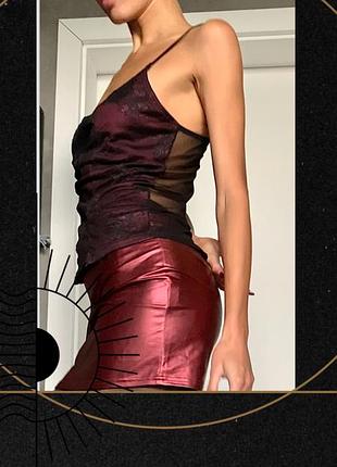 Мереживо майка топ бордо сітка без рукавів тренд бретелі маєчка y2k 90ті jaded