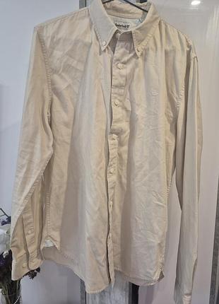 Оригинальная бежевая коттоновая рубашка timeberland