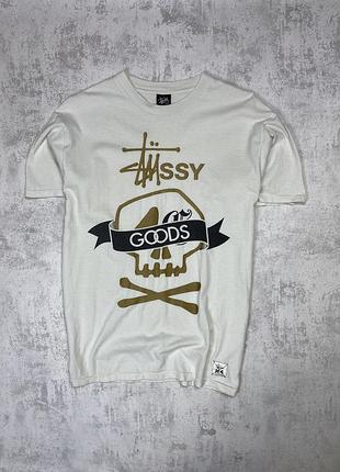 Культова бавовняна футболка stüssy з графічним принтом черепа