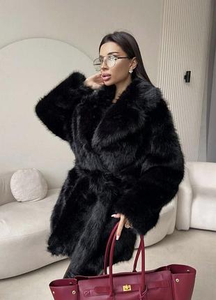 Шуба з поясом еко хутро