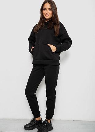 Спортивный костюм женский на флисе (черный)