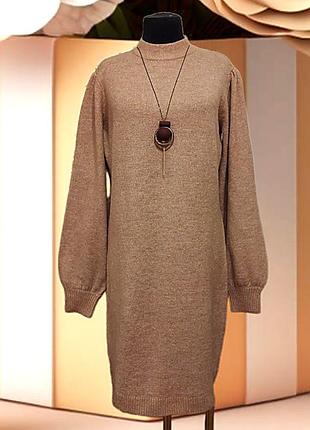 Брендовое вязаное платье свитер гольф большого размера