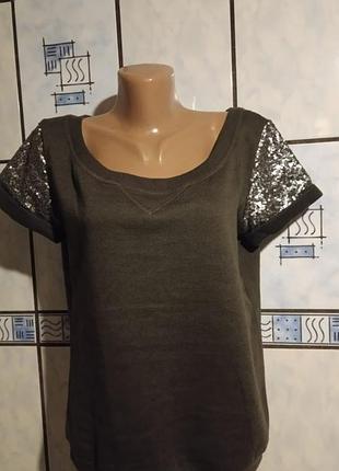 Свитшот на флисе с коротким рукавом