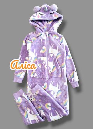 Тепла піжама кігурумі  сліп з єдиноріжками