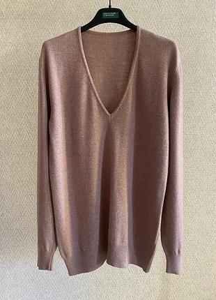 Свитер из кашемировой смеси с v-образным вырезом, италия, м,l