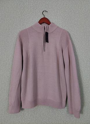 Коттоновый свитер поло ted baker бежевого цвета с воротником-стойкой на молнии.