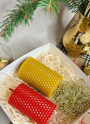 Набор свечей ручной работы новогодний, новогодние свечи, набор свечей, подарочный набор