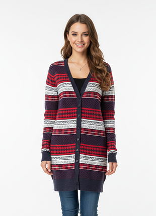 1+1=3!!! удлиненный кардиган в геометрический узор